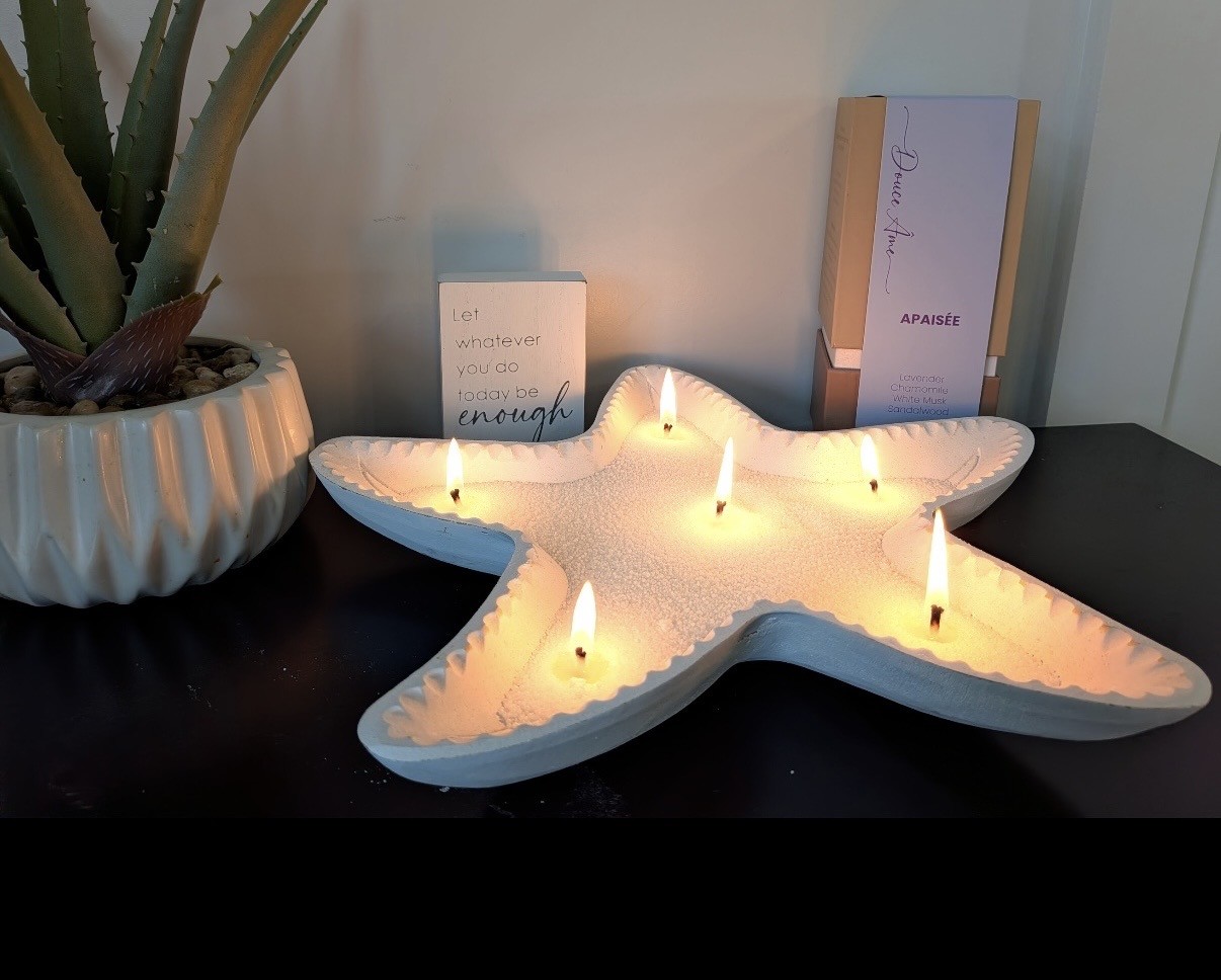 Candle in a starfish dish